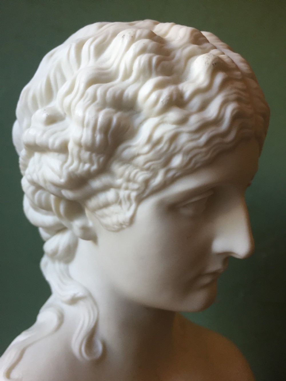 C19th English Parian-ware bust study of Clytie , the water nymph from Greek Mythology. View VIII