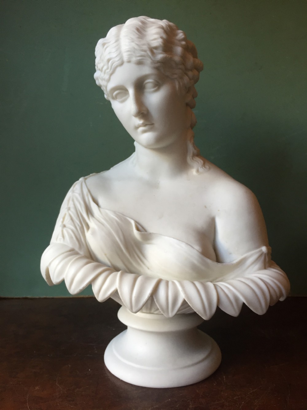 C19th English Parian-ware bust study of Clytie , the water nymph from Greek Mythology. View XI