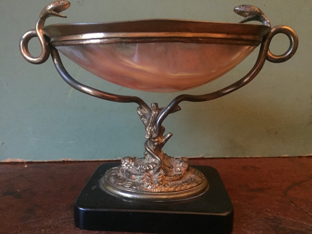 Pair of C19th French gilded bronze and shell dished tazzas or bonbonières. View XII