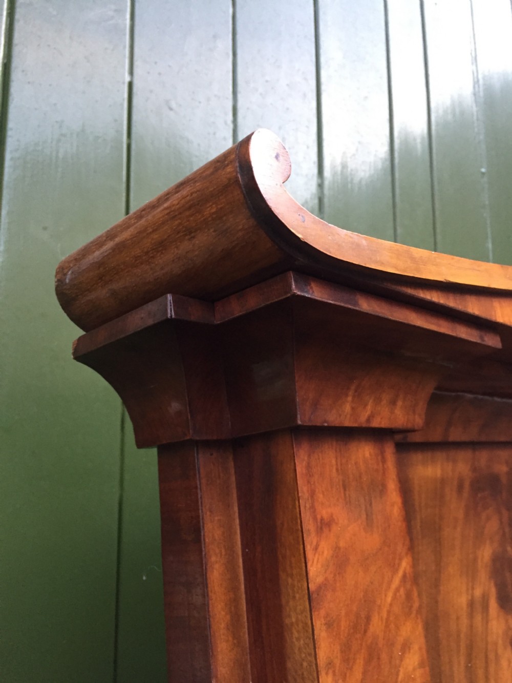 Early C19th Baltic region mahogany framed pier mirror with parcel-gilt column caps and bases . View VII