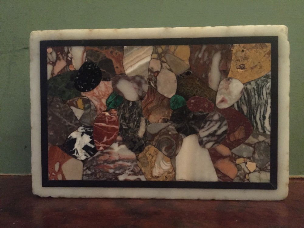 Early C19th Italian specimen marble inlaid rectangular paperweight. View II