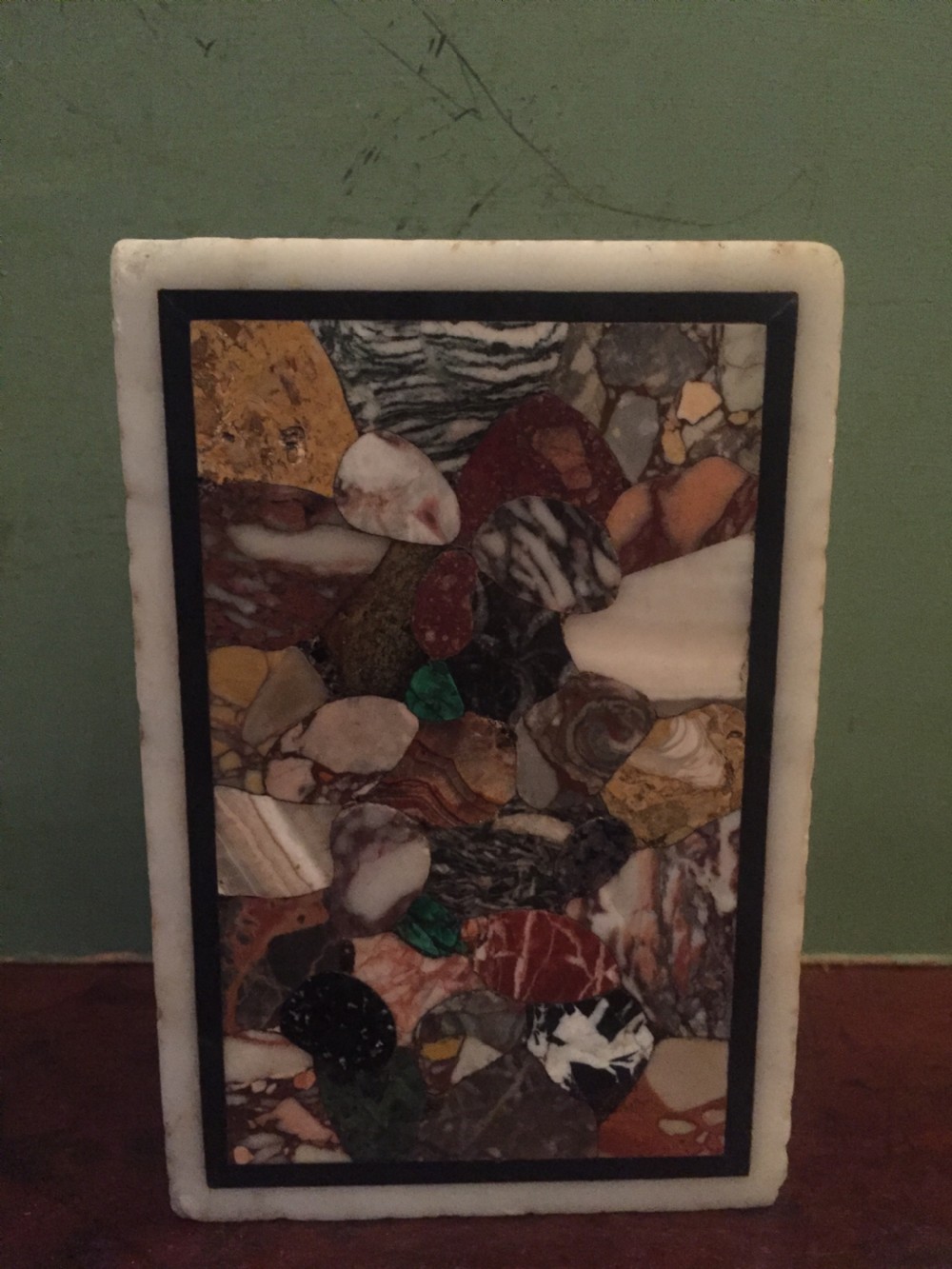 Early C19th Italian specimen marble inlaid rectangular paperweight. View IV