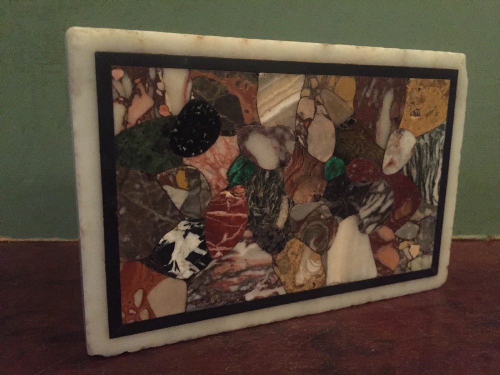 Early C19th Italian specimen marble inlaid rectangular paperweight. View VI