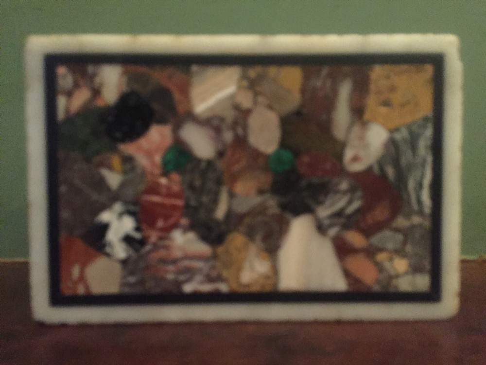 Early C19th Italian specimen marble inlaid rectangular paperweight. View VII