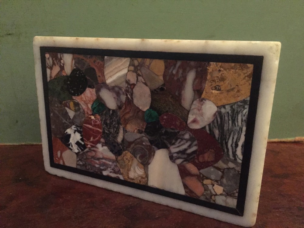 Early C19th Italian specimen marble inlaid rectangular paperweight. View XI