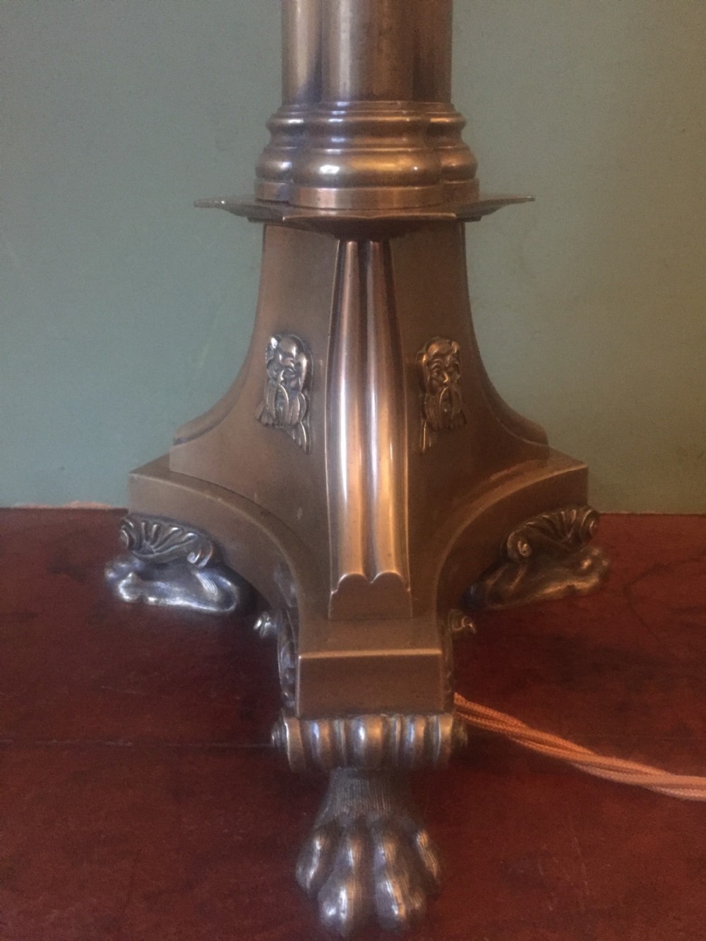 Early C19th George IV period bronze 'cluster-column' form lamp of classical inspiration. View V