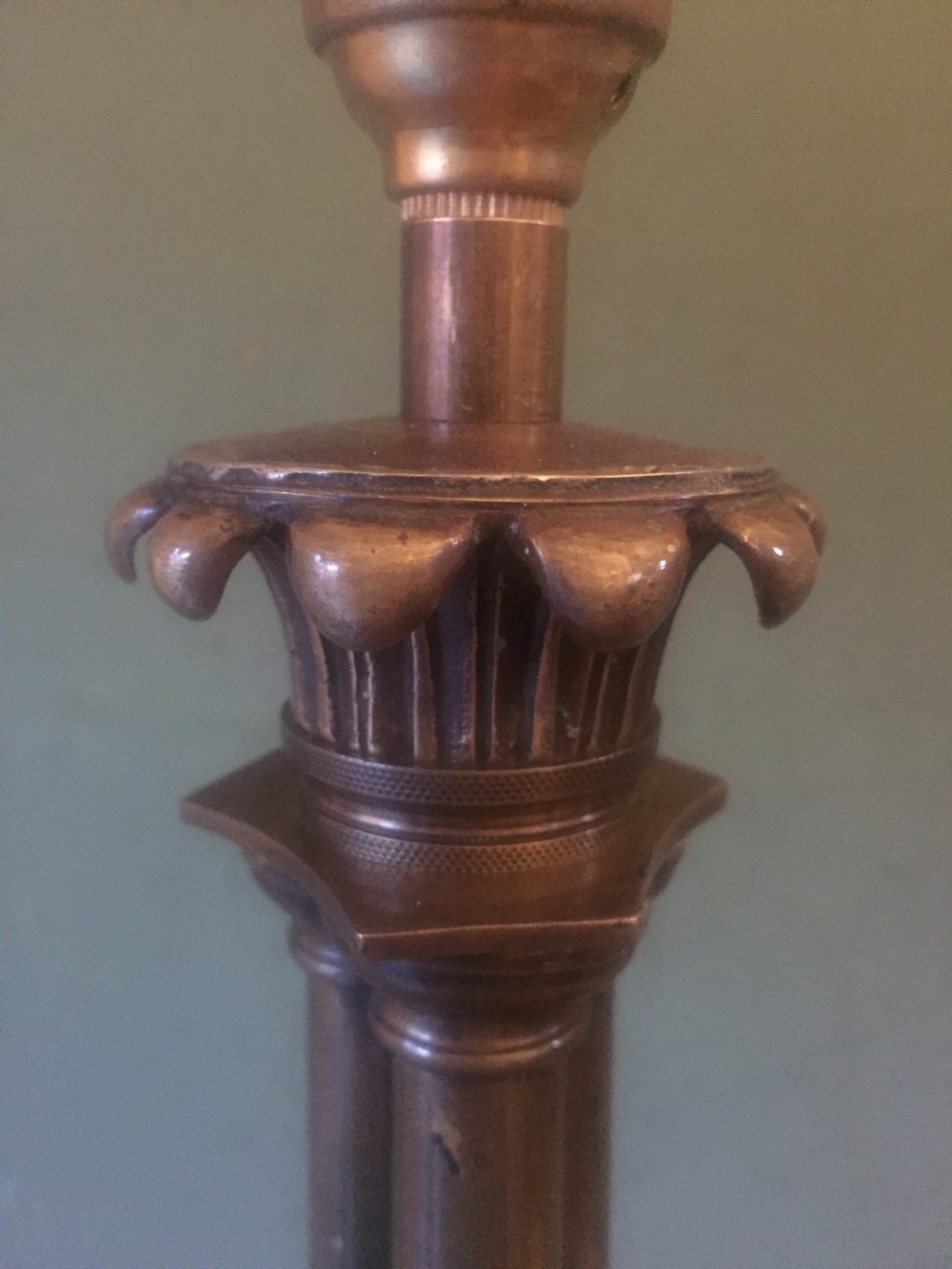 Early C19th George IV period bronze 'cluster-column' form lamp of classical inspiration. View IX