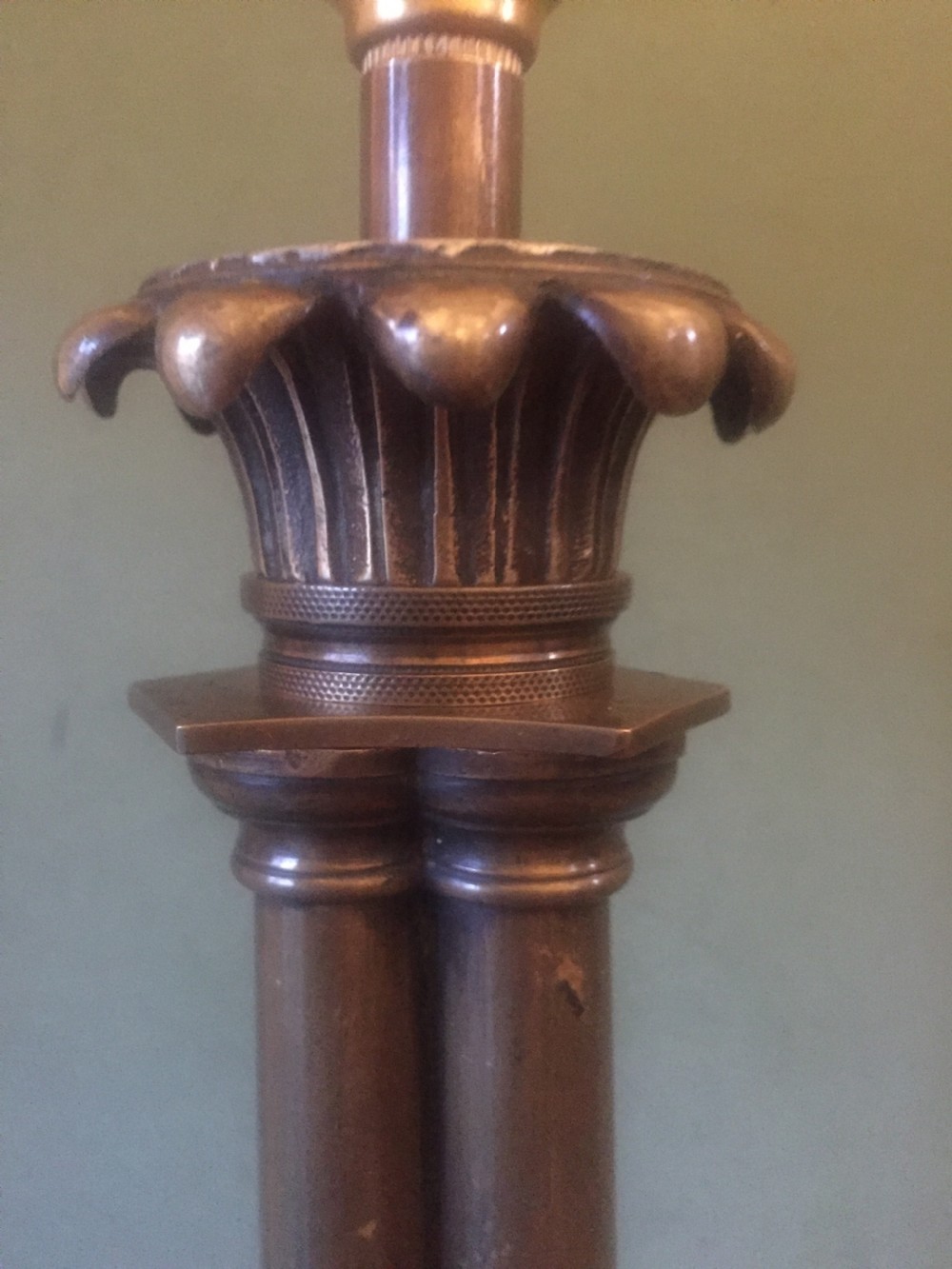 Early C19th George IV period bronze 'cluster-column' form lamp of classical inspiration. View XIII