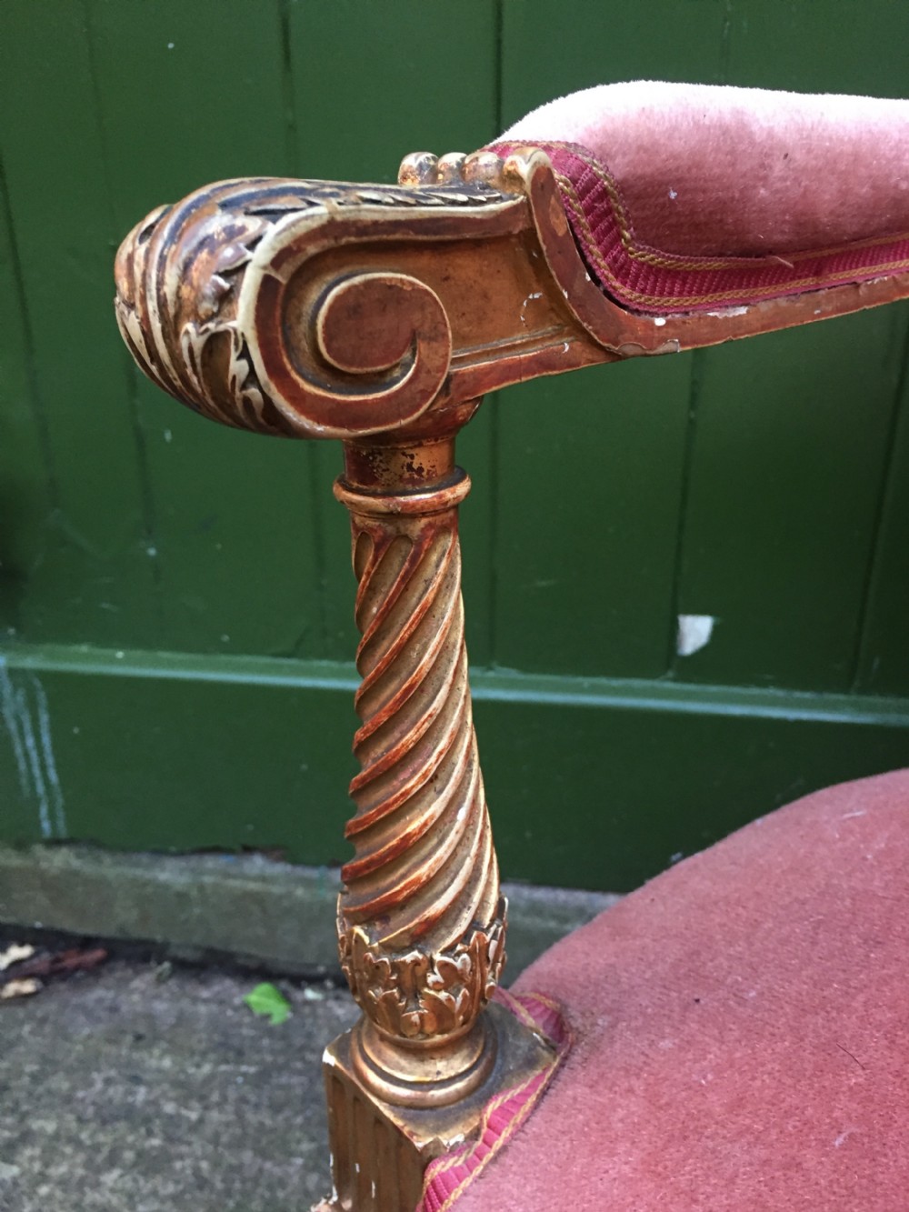 Late C19th French giltwood salon chair of broad proportions in the Louis XVI period style. View IX