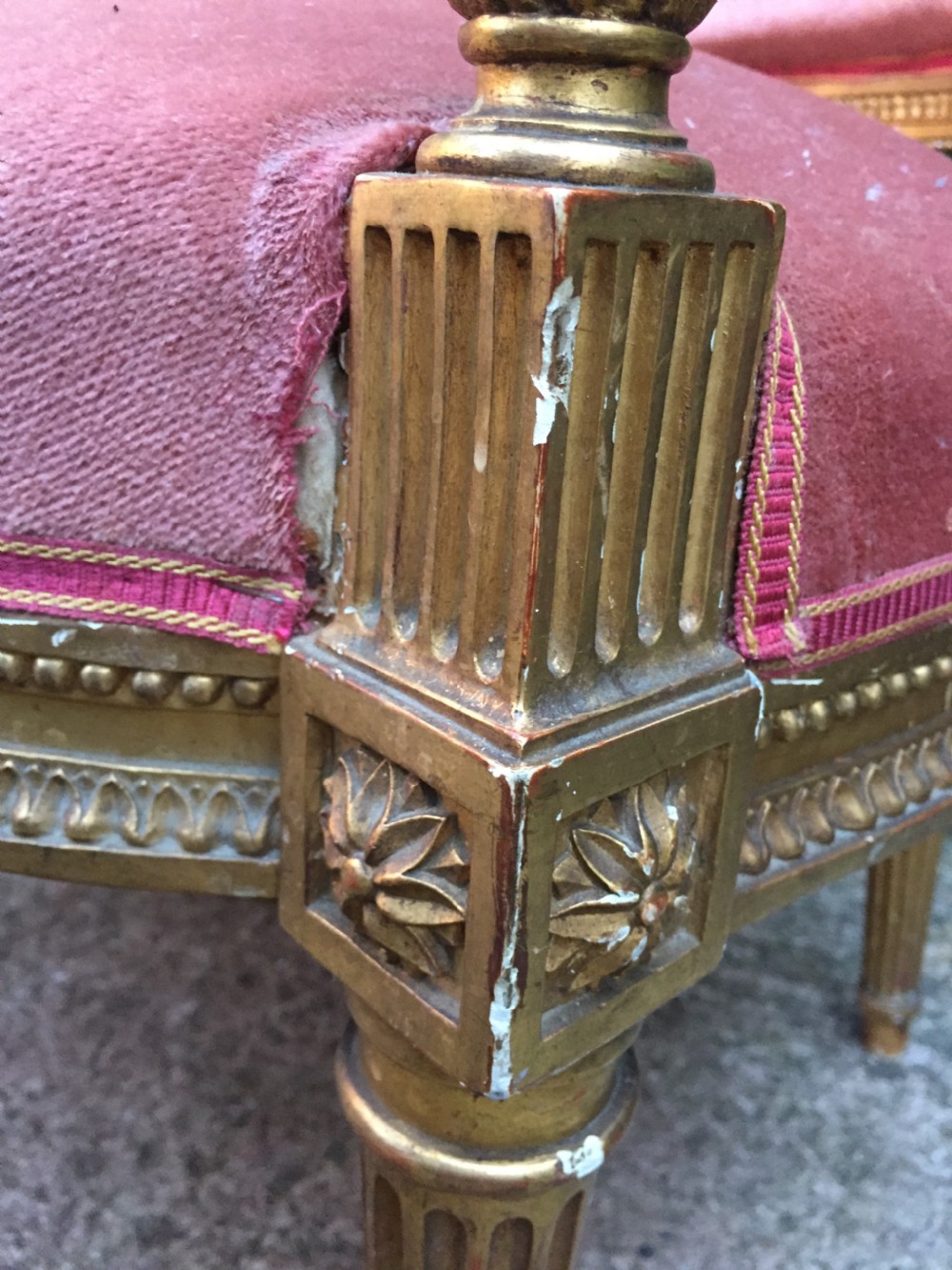 Late C19th French giltwood salon chair of broad proportions in the Louis XVI period style. View XI