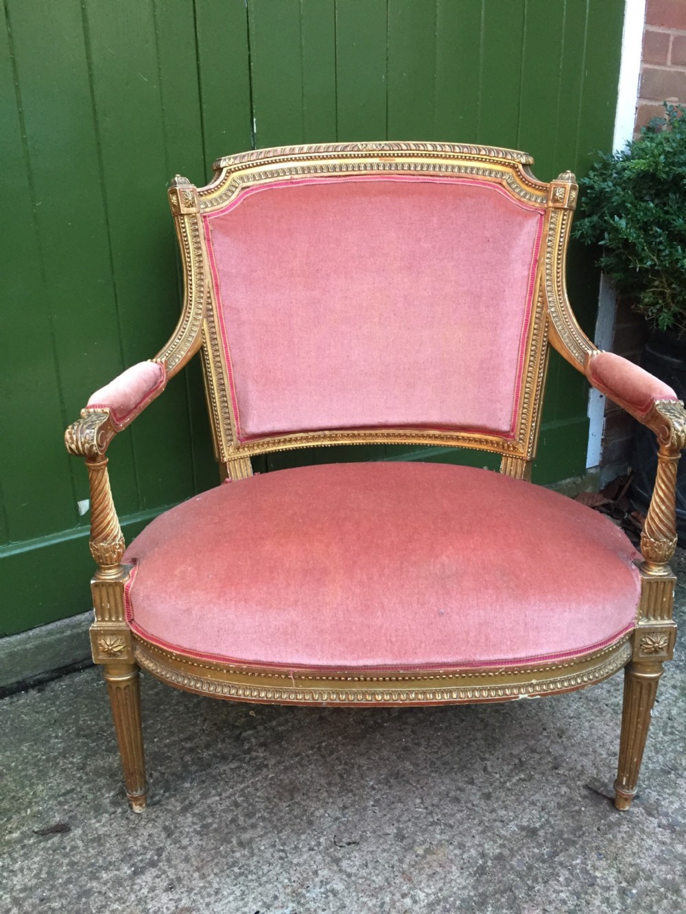 Late C19th French giltwood salon chair of broad proportions in the Louis XVI period style. View XII