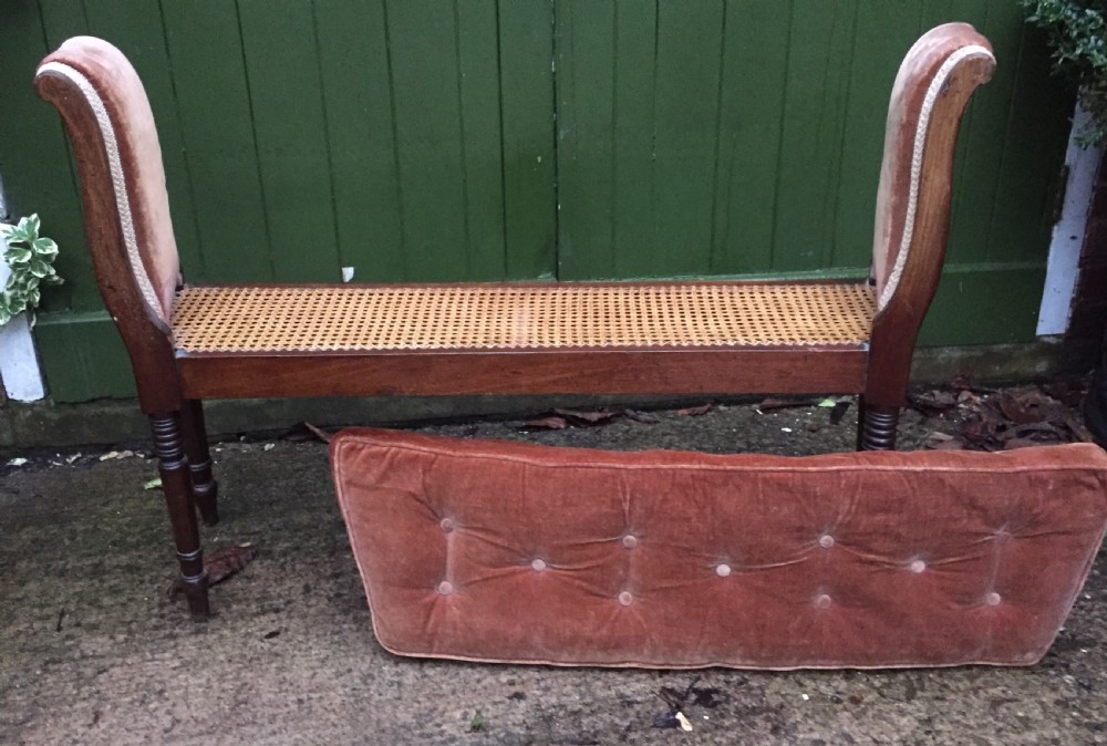 An elegant early C19th Regency mahogany-framed window-seat of unusual form. View IX