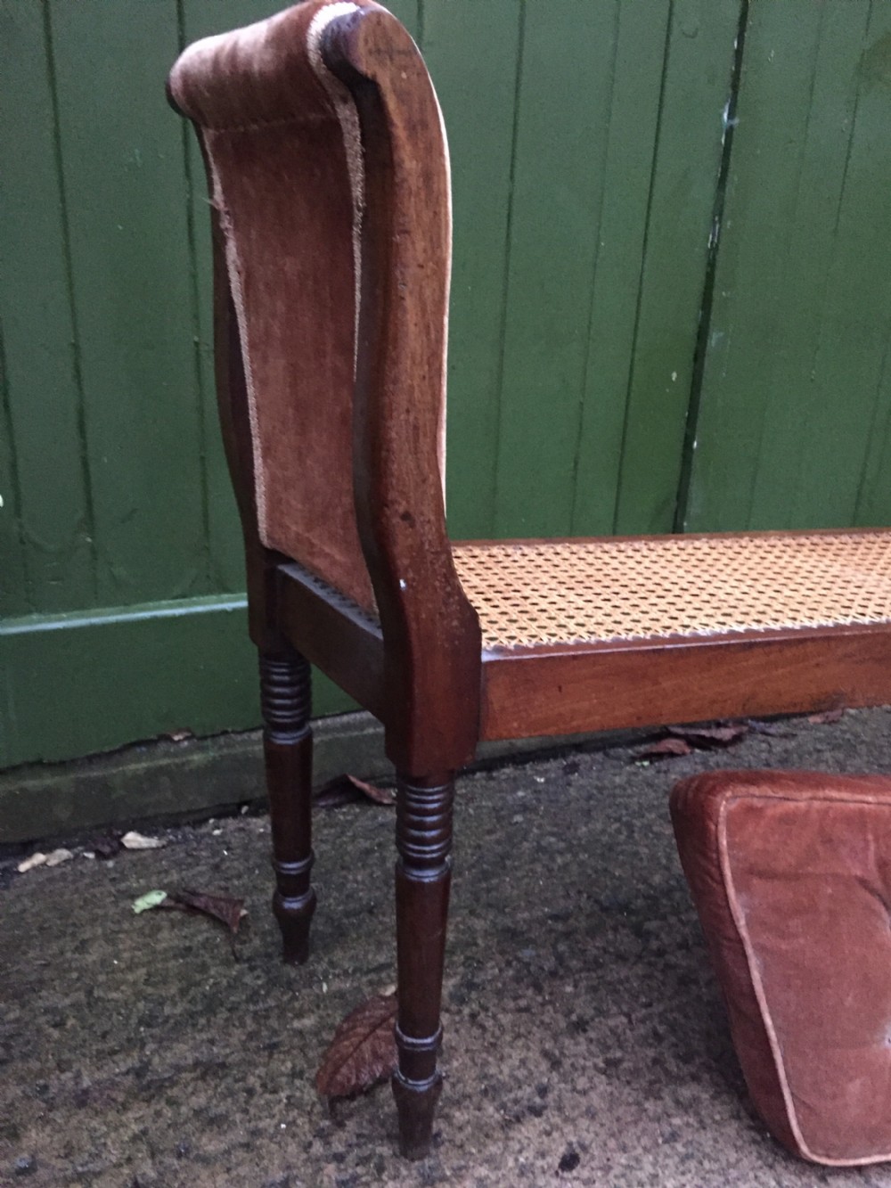An elegant early C19th Regency mahogany-framed window-seat of unusual form. View X