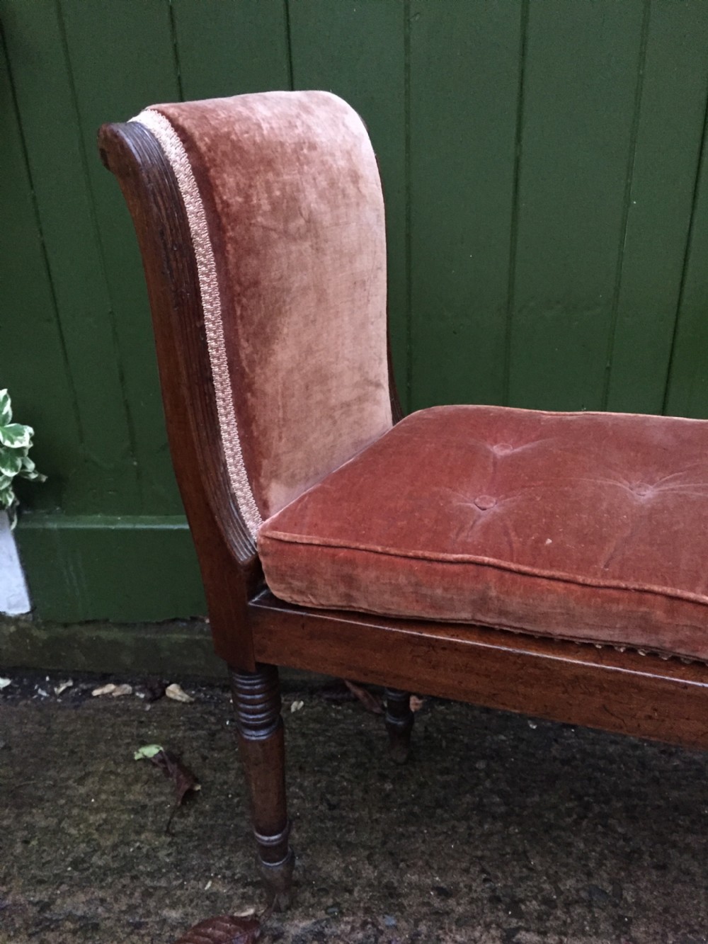 An elegant early C19th Regency mahogany-framed window-seat of unusual form. View XIII