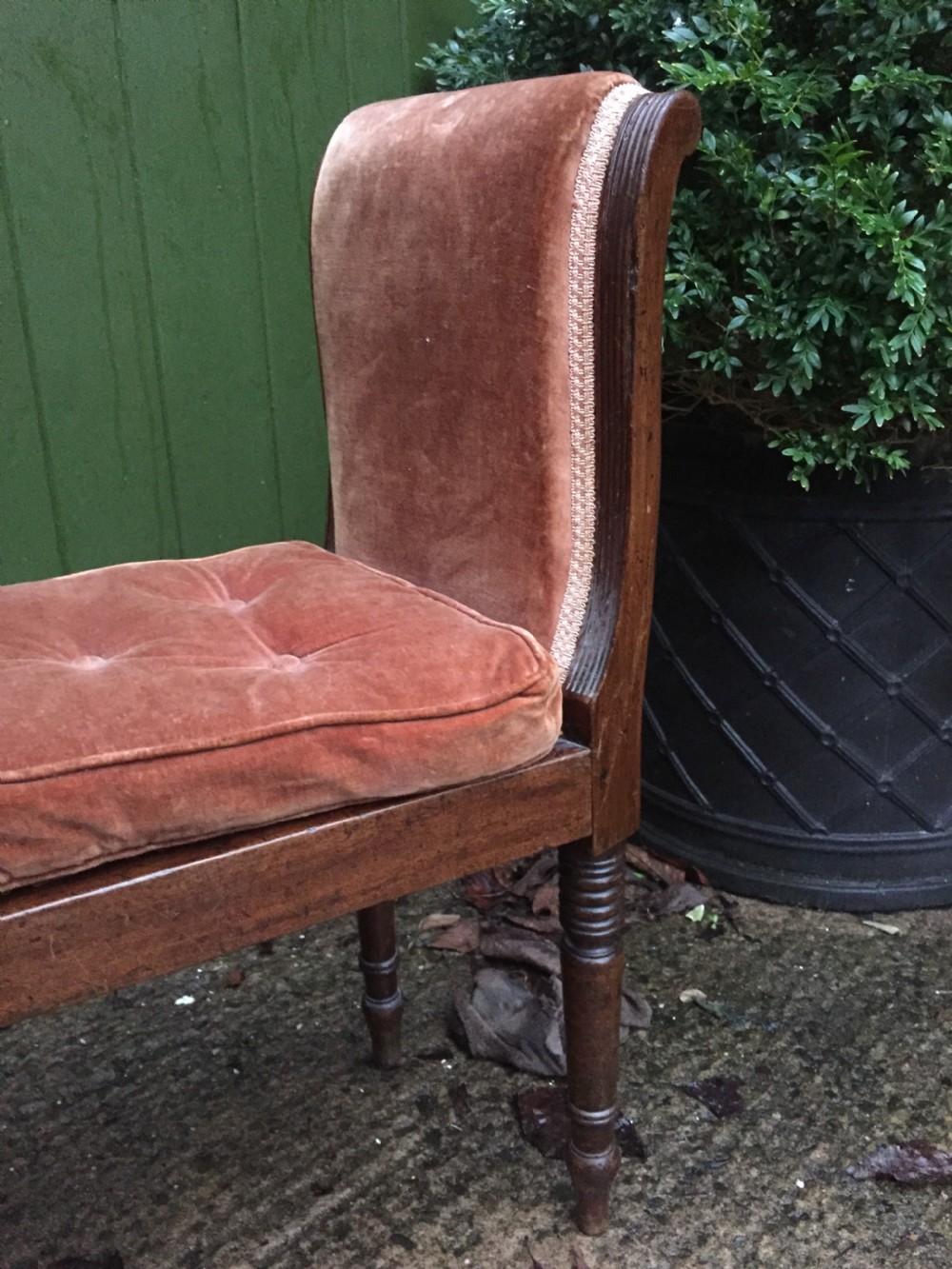 An elegant early C19th Regency mahogany-framed window-seat of unusual form. View XIV