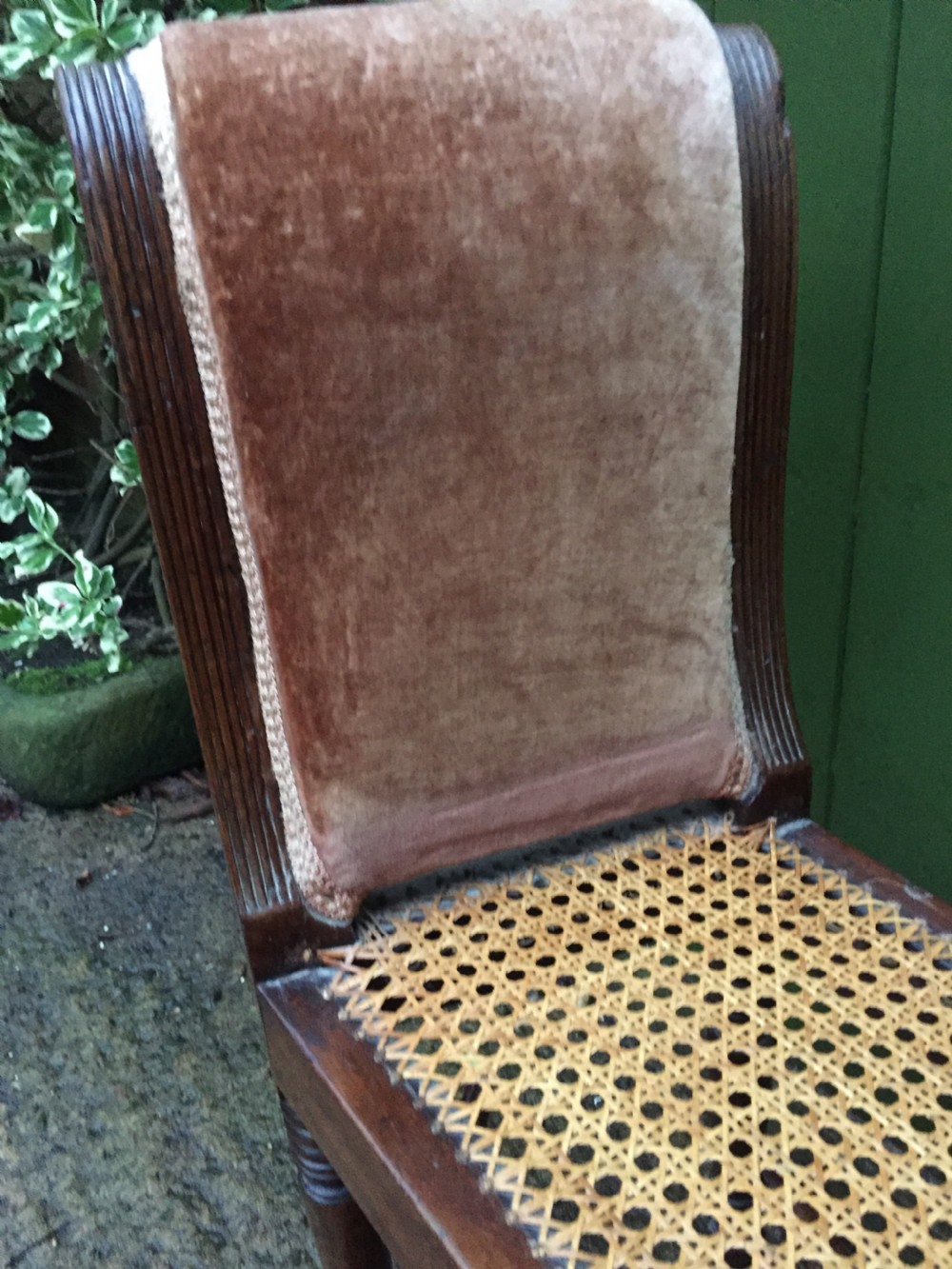 An elegant early C19th Regency mahogany-framed window-seat of unusual form. View XVI