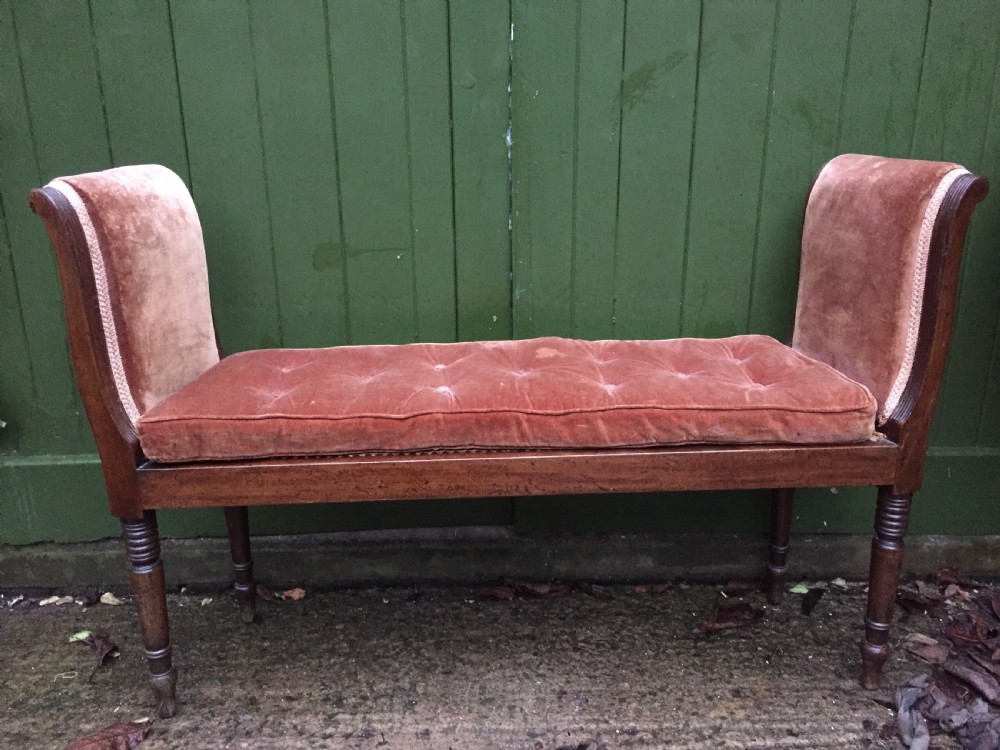 An elegant early C19th Regency mahogany-framed window-seat of unusual form. View XVII