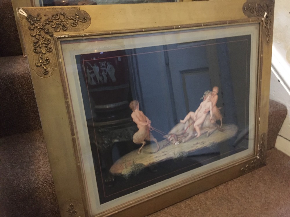 Pair of early C19th Italian gouache paintings in gilt frames after Guilio Romano attributed to Michelangelo Maestri . View III