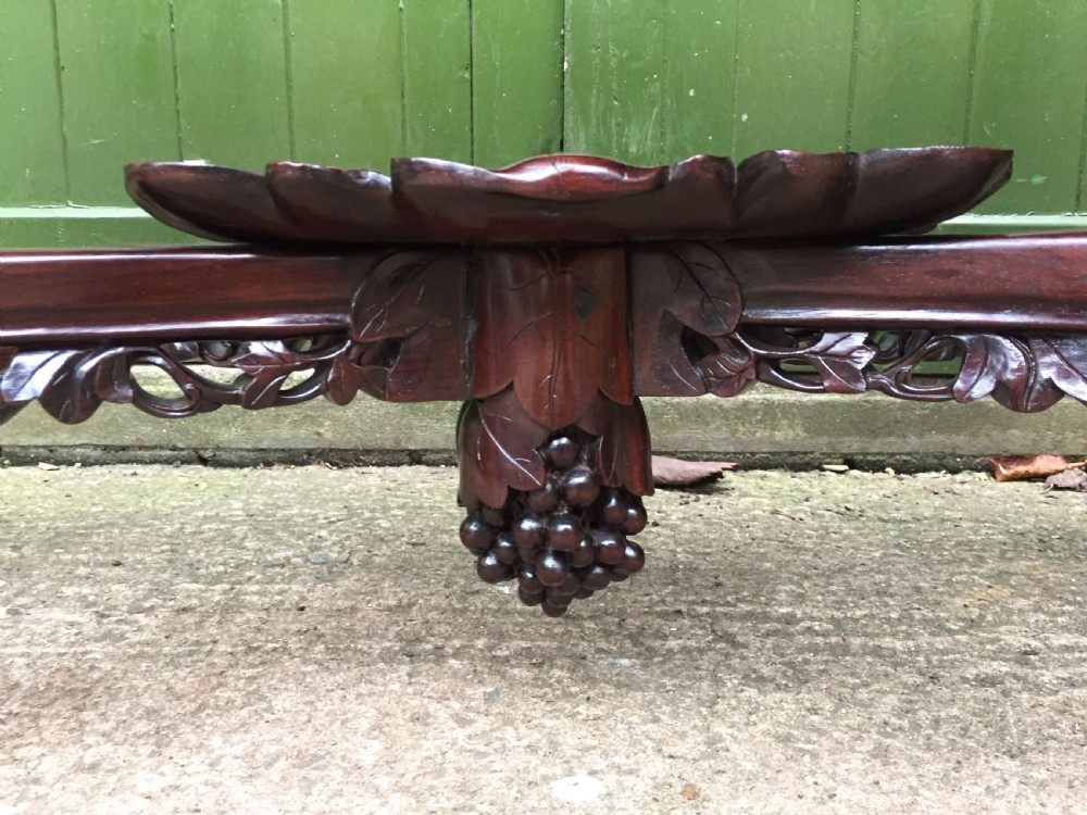Late C19th Chinese Qing Dynasty carved hardwood centre table of exhibition quality. View VIII