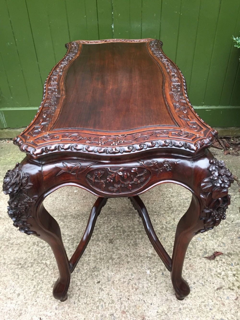 Late C19th Chinese Qing Dynasty carved hardwood centre table of exhibition quality. View XIV