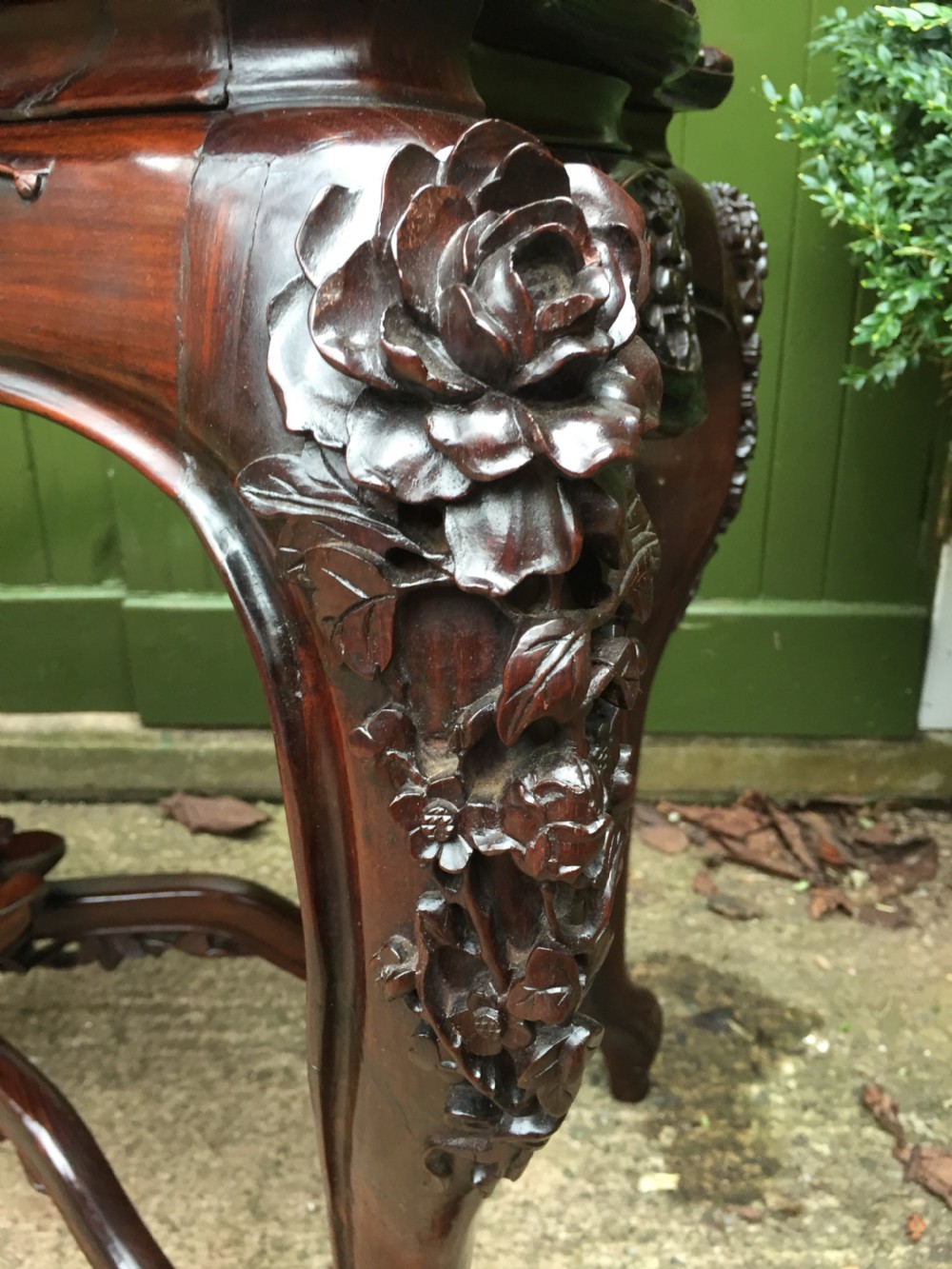 Late C19th Chinese Qing Dynasty carved hardwood centre table of exhibition quality. View XVI