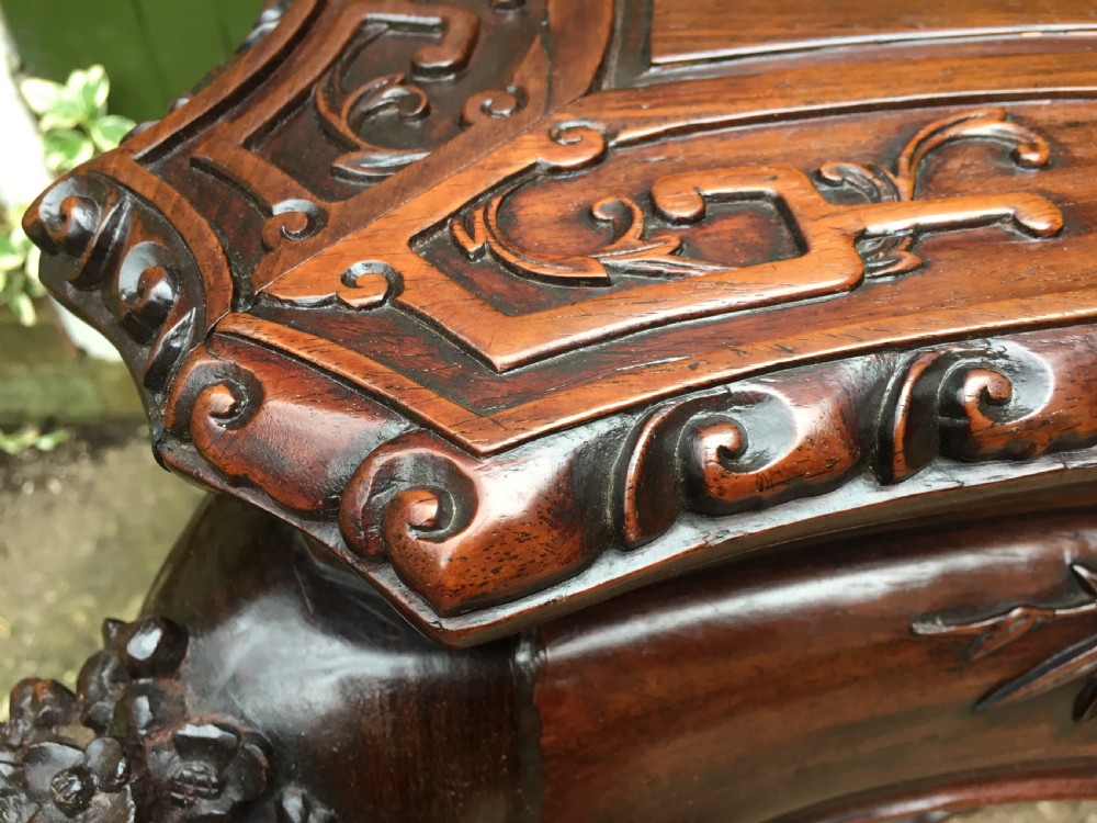 Late C19th Chinese Qing Dynasty carved hardwood centre table of exhibition quality. View XXIII