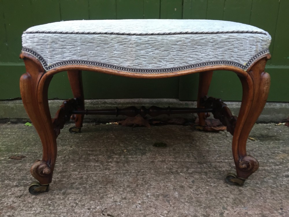 Unusual mid C19th Victorian period carved rosewood cabriole-legged dressing or foot stool.  View III
