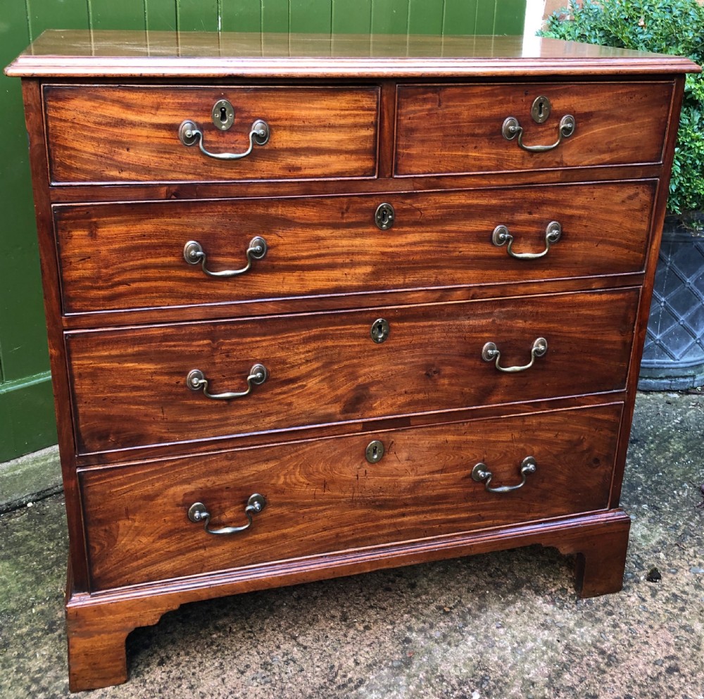 Late C18th George III period mahogany chest-of-drawers of good colour and proportions.
