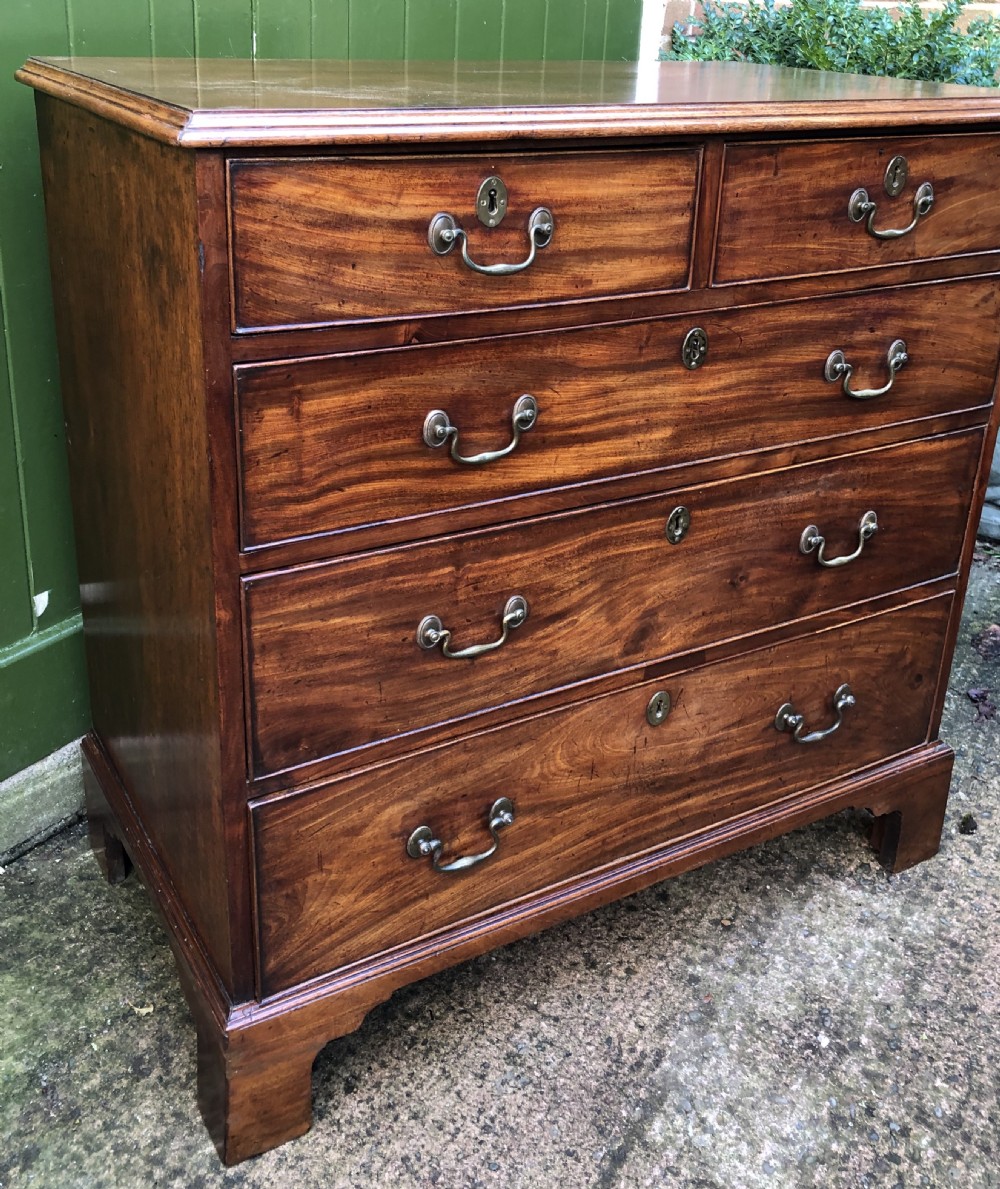 Late C18th George III period mahogany chest-of-drawers of good colour and proportions. View III