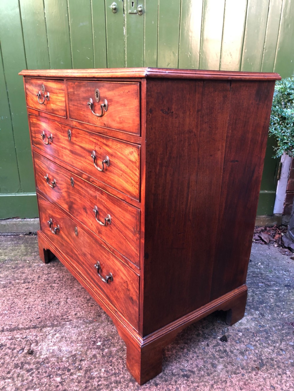 Late C18th George III period mahogany chest-of-drawers of good colour and proportions. View X