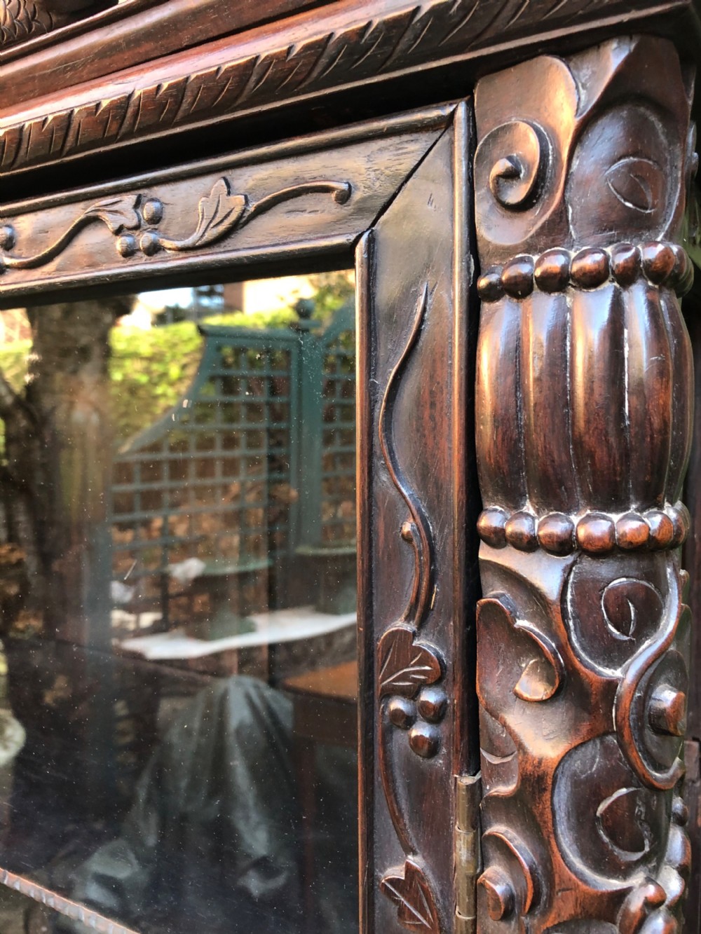 Late C19th Chinese Qing Dynasty carved hardwood display cabinet. View XII