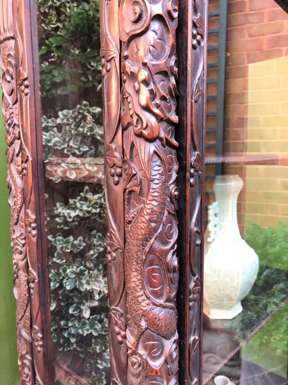 Late C19th Chinese Qing Dynasty carved hardwood display cabinet. View XIX