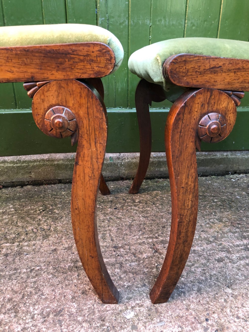 Pair of early C19th Regency period rosewood side chairs of classical Grecian inspiration. View VIII
