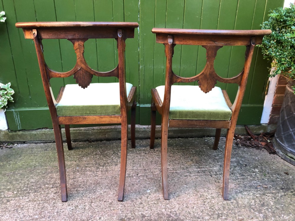 Pair of early C19th Regency period rosewood side chairs of classical Grecian inspiration. View IX