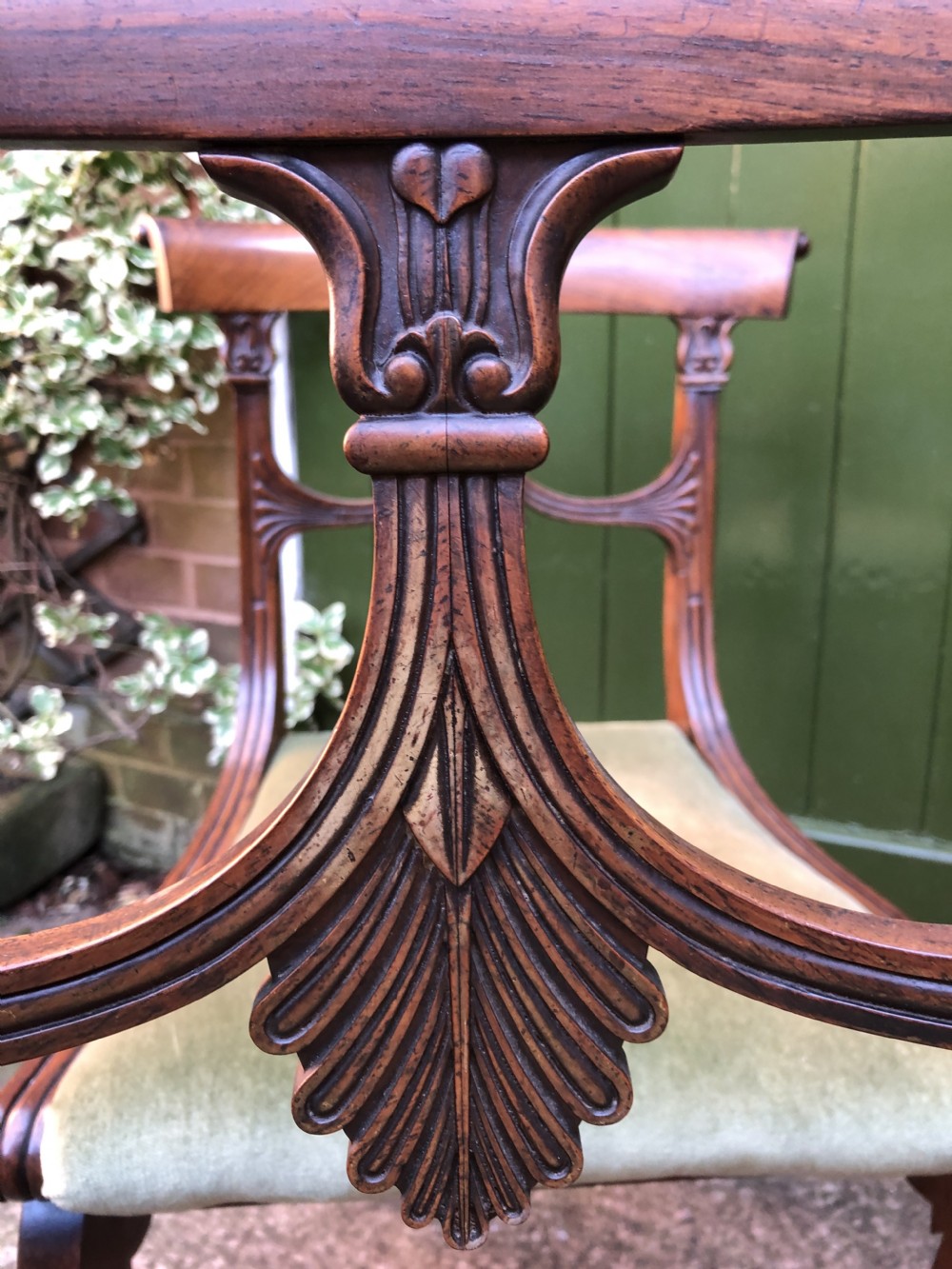 Pair of early C19th Regency period rosewood side chairs of classical Grecian inspiration. View II