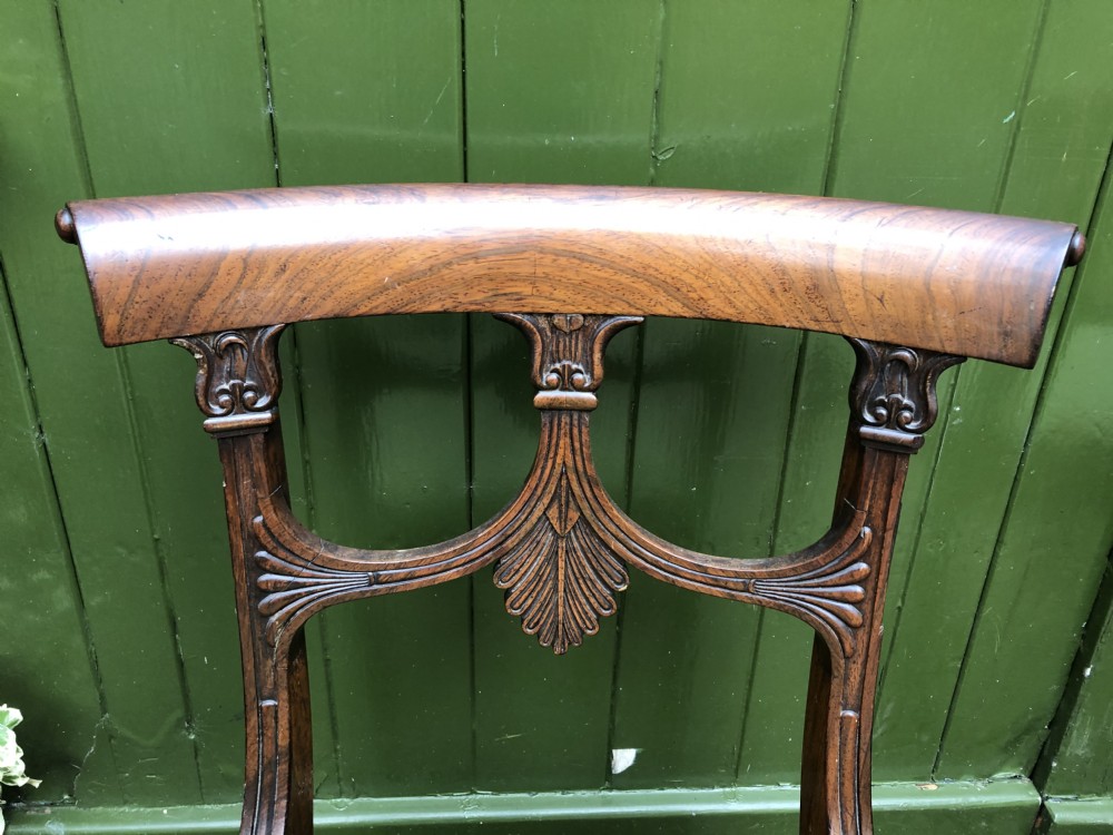 Pair of early C19th Regency period rosewood side chairs of classical Grecian inspiration. View VI