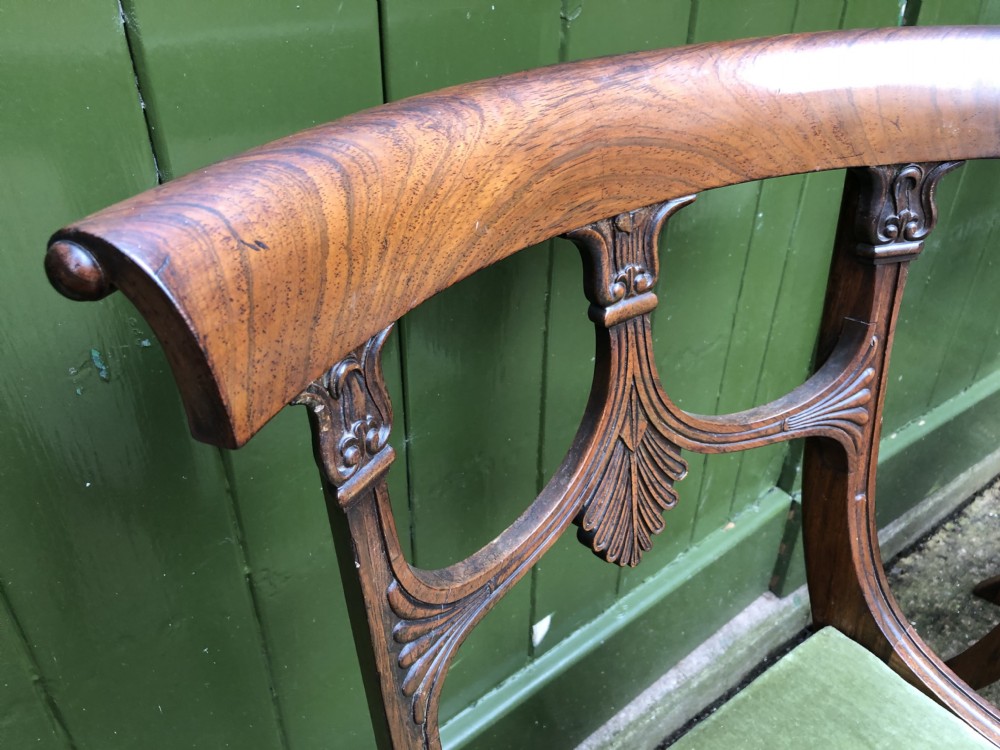 Pair of early C19th Regency period rosewood side chairs of classical Grecian inspiration. View X