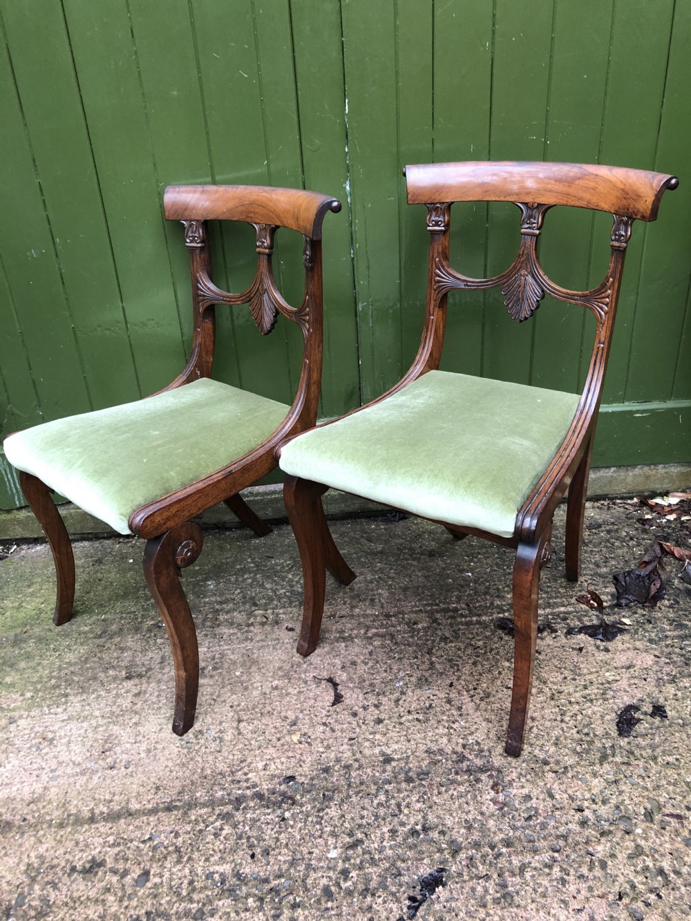 Pair of early C19th Regency period rosewood side chairs of classical Grecian inspiration. View XI