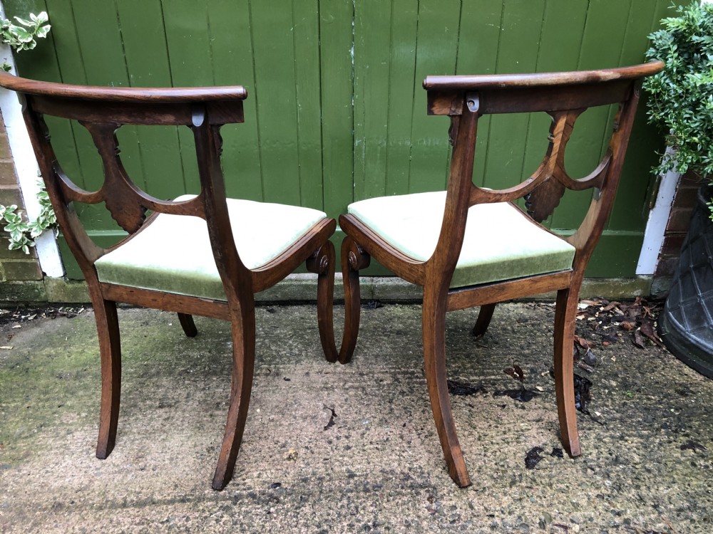 Pair of early C19th Regency period rosewood side chairs of classical Grecian inspiration. View XIV
