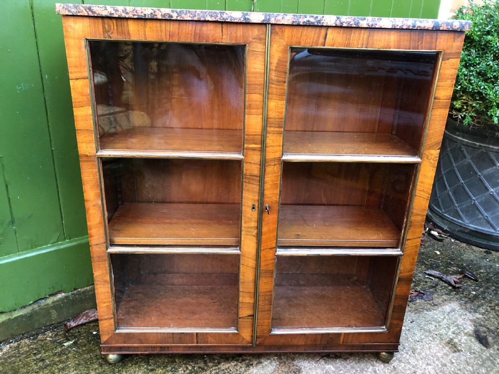 Early C19th Regency period rosewood and mahogany glazed ‘dwarf ‘ bookcase cabinet.