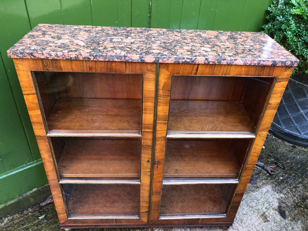 Early C19th Regency period rosewood and mahogany glazed ‘dwarf ‘ bookcase cabinet. View II