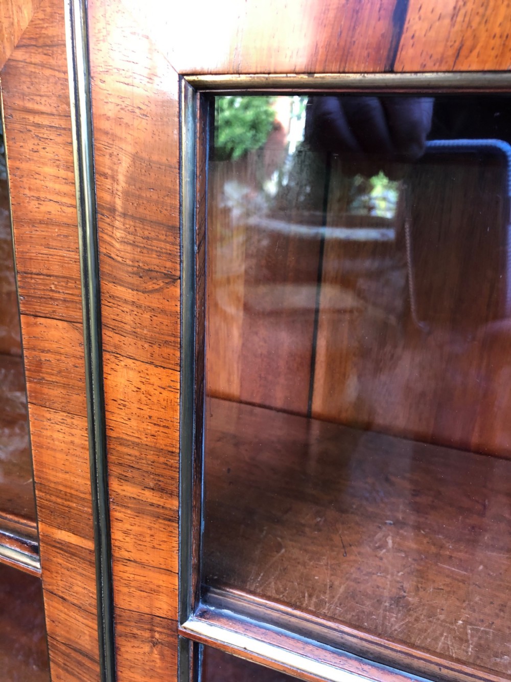 Early C19th Regency period rosewood and mahogany glazed ‘dwarf ‘ bookcase cabinet. View V
