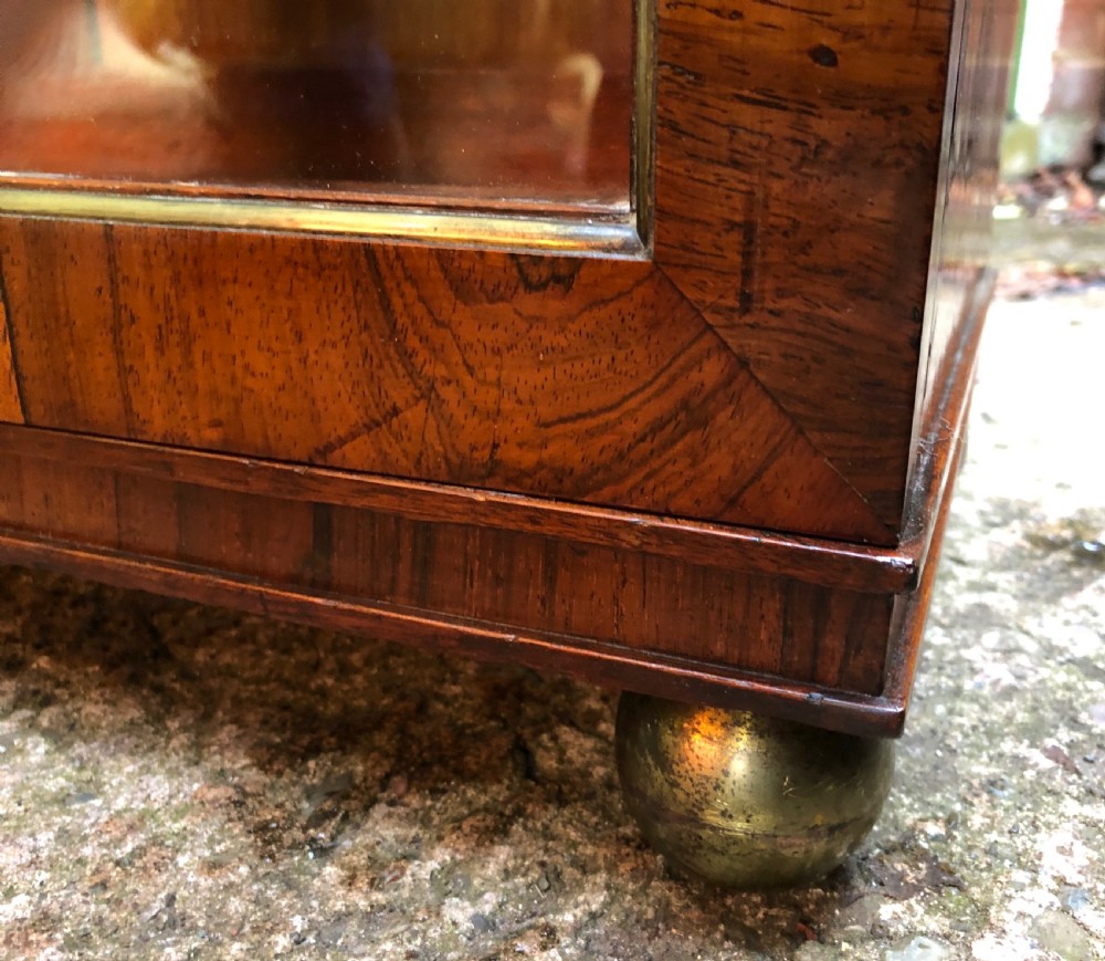 Early C19th Regency period rosewood and mahogany glazed ‘dwarf ‘ bookcase cabinet. View VI