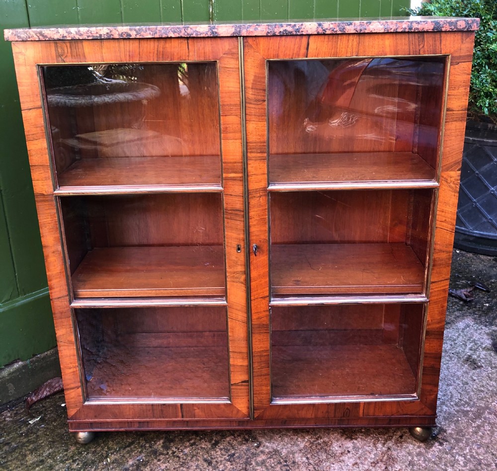 Early C19th Regency period rosewood and mahogany glazed ‘dwarf ‘ bookcase cabinet. View IX