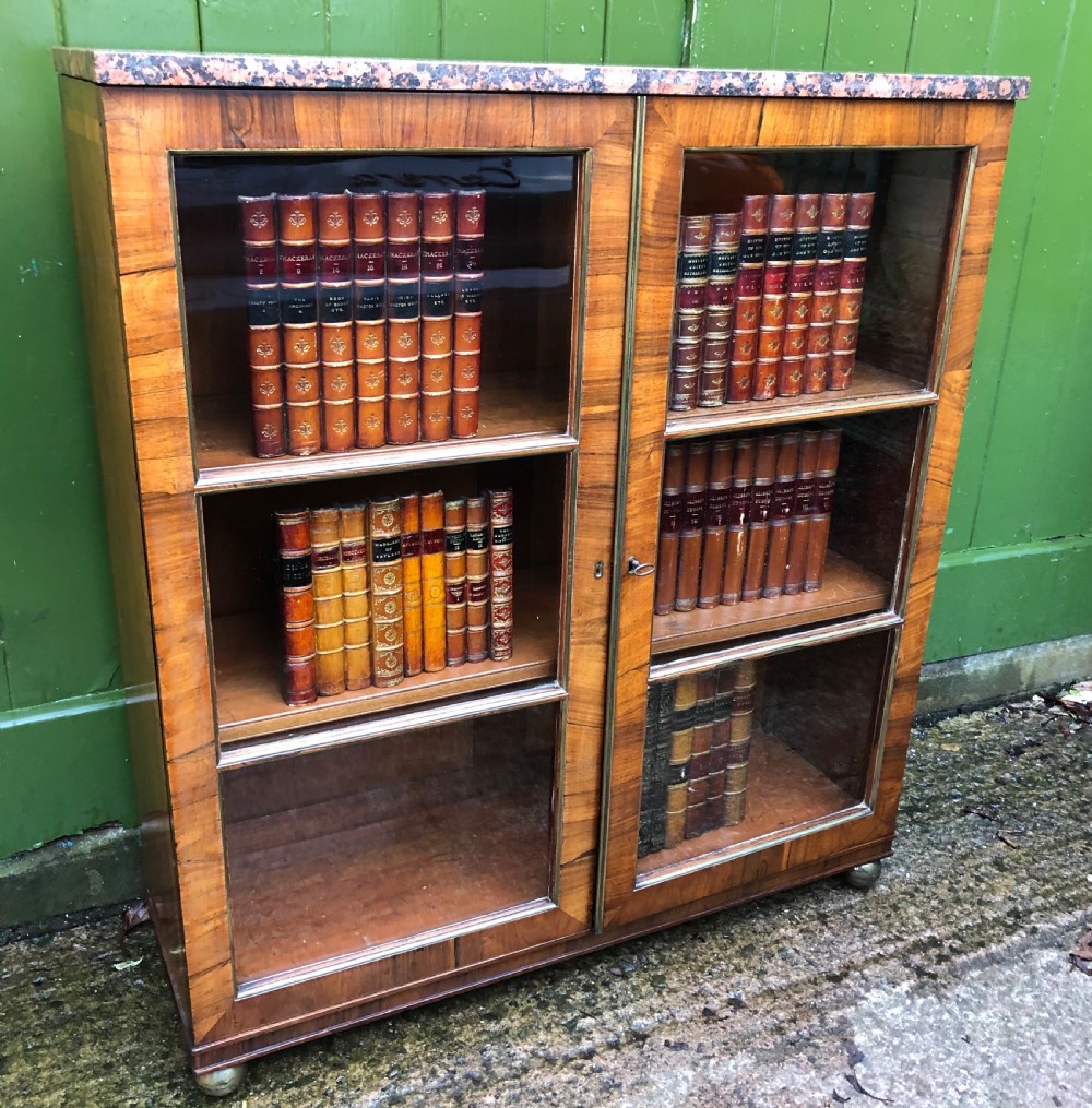 Early C19th Regency period rosewood and mahogany glazed ‘dwarf ‘ bookcase cabinet. View XX