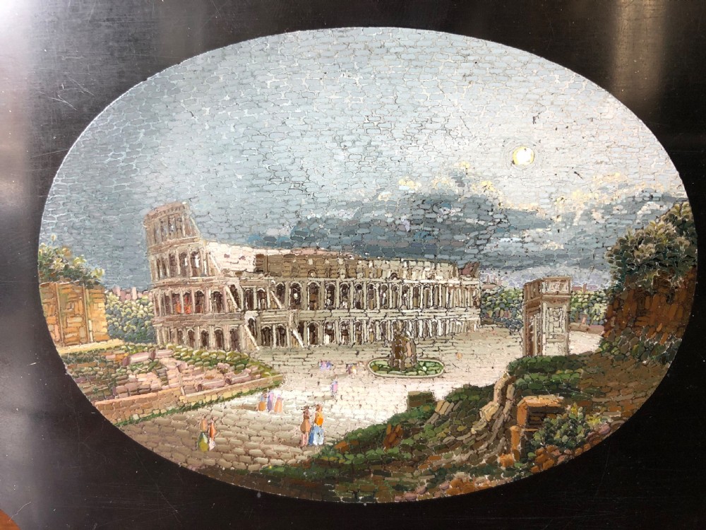 Fine C19th Italian ‘Grand Tour’ souvenir micro-mosaic marble paperweight in the manner of Domenico Moglia. View III