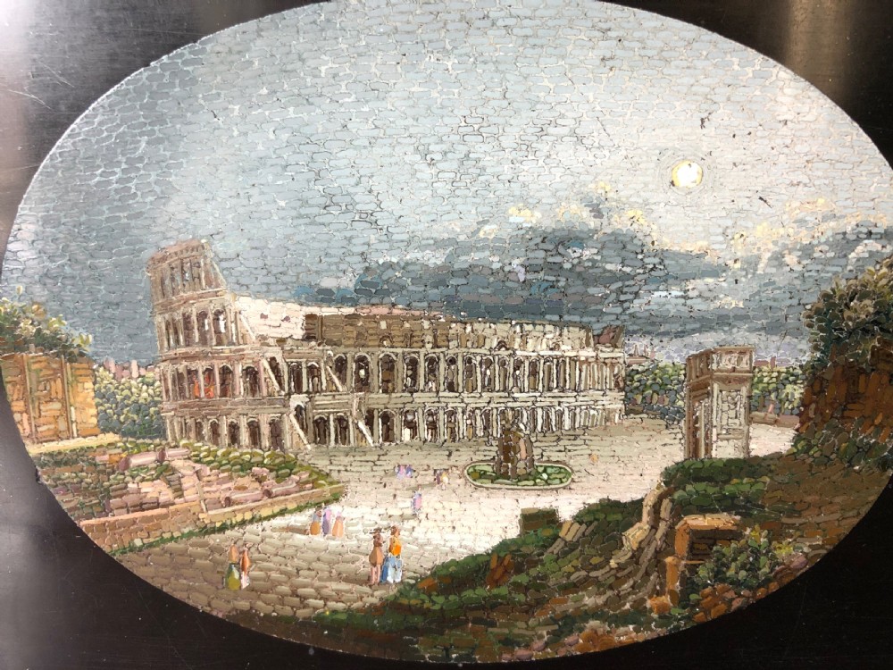 Fine C19th Italian ‘Grand Tour’ souvenir micro-mosaic marble paperweight in the manner of Domenico Moglia. View V