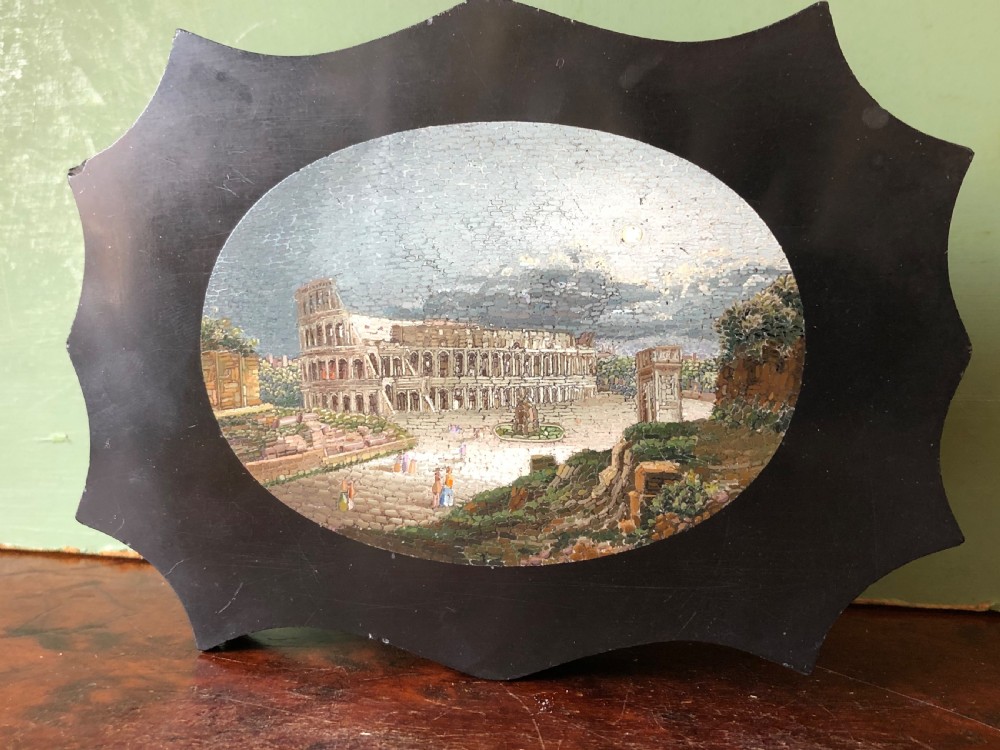 Fine C19th Italian ‘Grand Tour’ souvenir micro-mosaic marble paperweight in the manner of Domenico Moglia. View IX