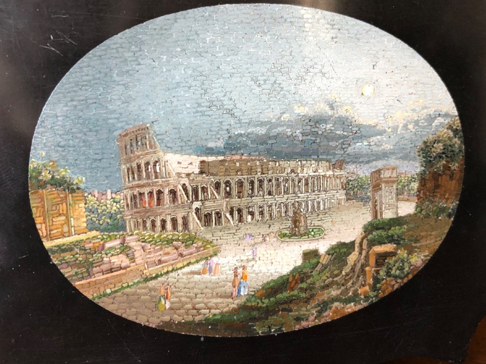 Fine C19th Italian ‘Grand Tour’ souvenir micro-mosaic marble paperweight in the manner of Domenico Moglia. View X
