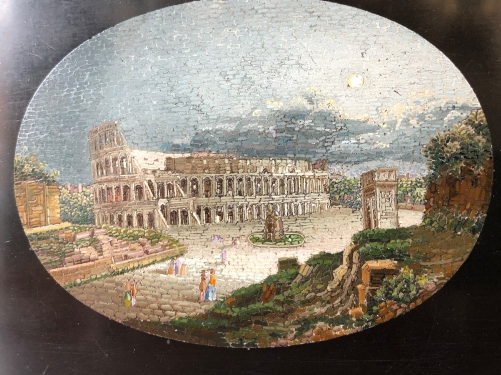Fine C19th Italian ‘Grand Tour’ souvenir micro-mosaic marble paperweight in the manner of Domenico Moglia. View XIX